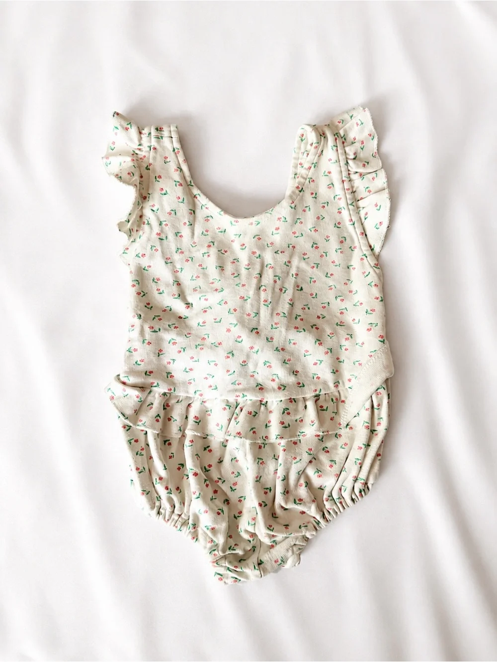 90s Vintage Popsicle Baby Girls Ruffled Floral Onesie